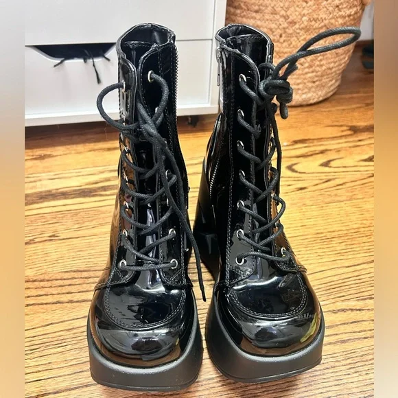 Demonia Dynamite-106 Black Platform Ankle Boots Size 9 - Picture 3 of 13